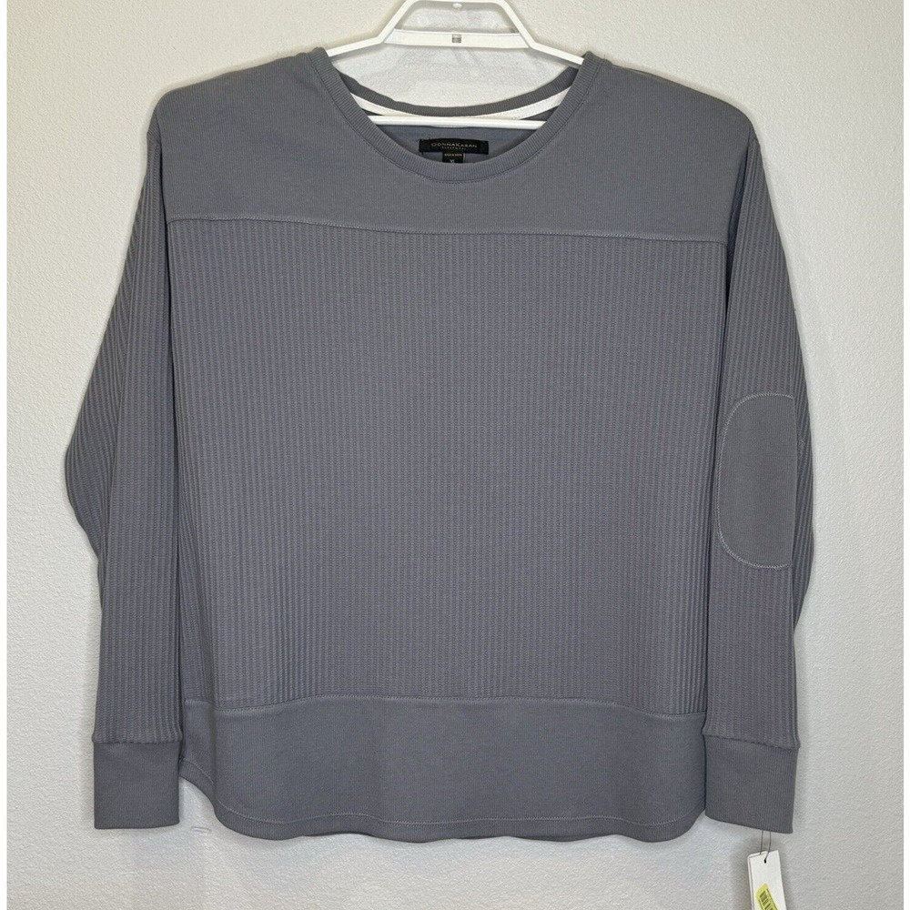 Donna Karan‎ Sleepwear PJ Top Long Sleeve Size XL Gray Ribbed Cotton Blend NWT